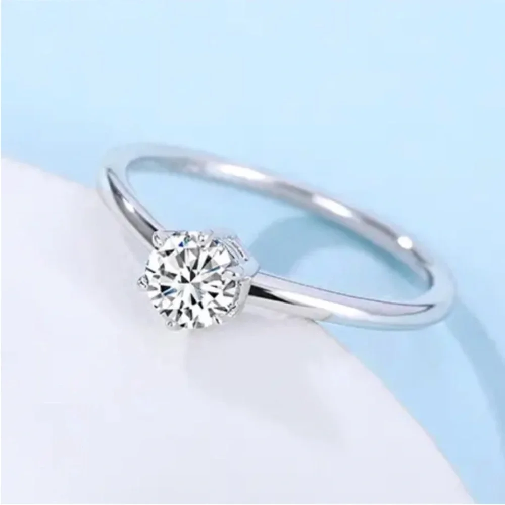 1ct Solitaire Platinum‎ Simulated Diamond Engagement Wedding Ring, Size 6 NEW